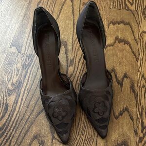 NY Transit Elegant Brown See Through Floral Women's Heels size 7